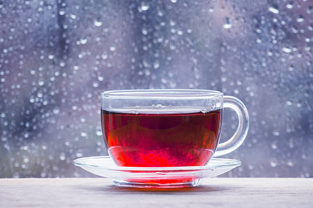 istock Cup of hot black tea on the blurred background 499261976