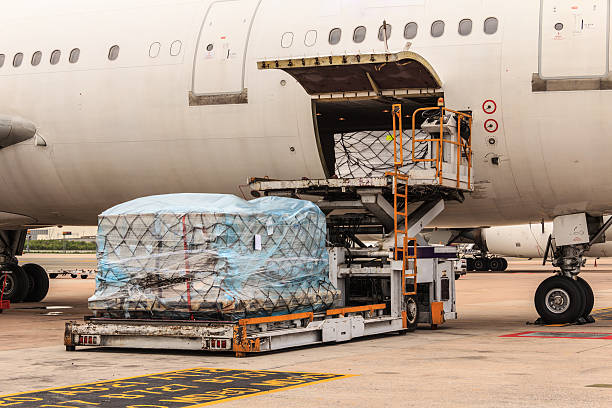 Cargo Airplane Airline loanding cargo. cargo container stock pictures, royalty-free photos & images