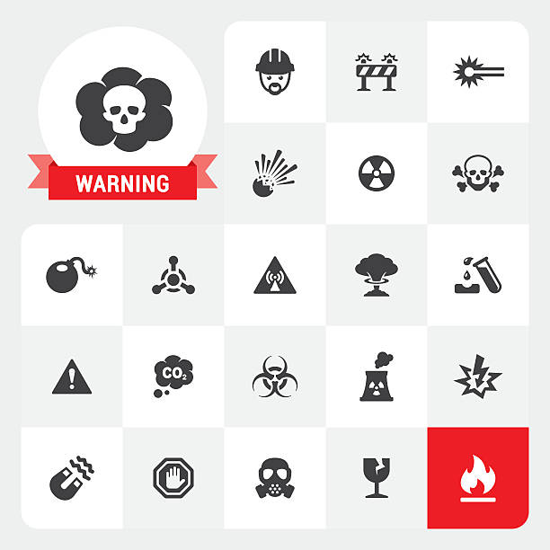 warnung basis vektor-icons und logo - mushroom cloud nuclear weapon exploding weapon stock-grafiken, -clipart, -cartoons und -symbole