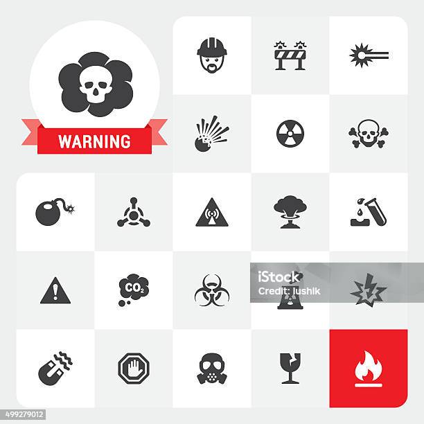 Warning Base Vector Icons And Label Stock Illustration - Download Image Now - Icon Symbol, Mushroom Cloud, Danger