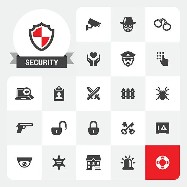 Vector illustration of Security base vector icons and label