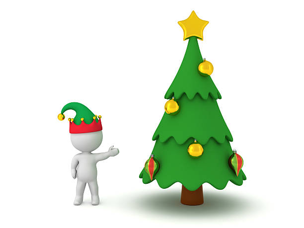 istock 3D Character with Elf Hat Showing Decorated Cartoonish Christmas 499279650
