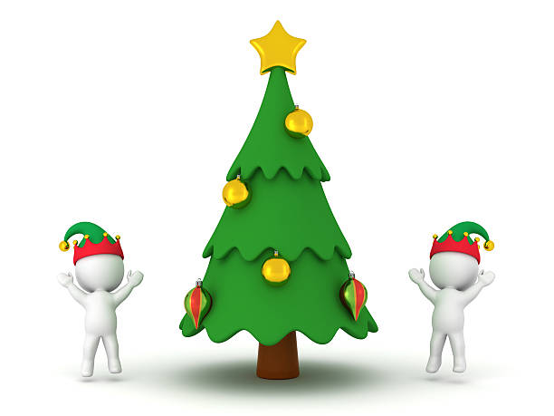 istock 3D Characters With Elf Hats Cheering and Decorated Cartoonish Ch 499280300