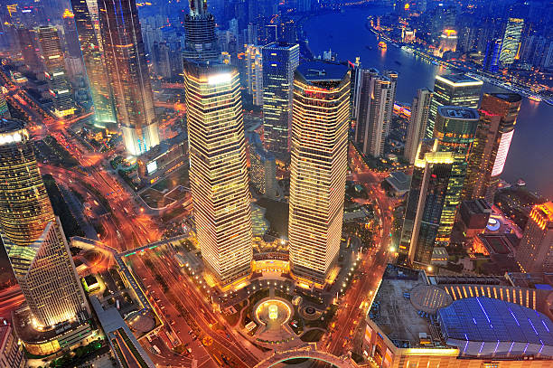 istock Shanghai aerial at dusk 499280917