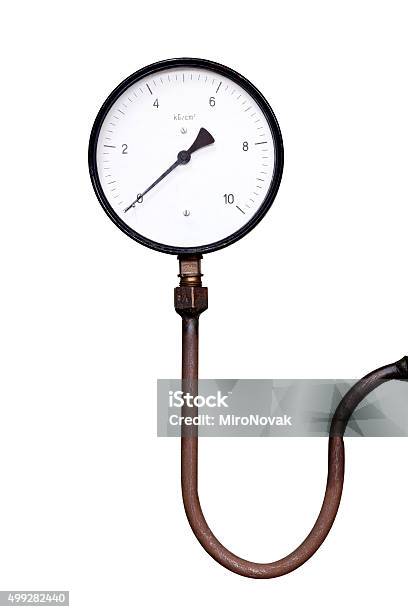 Pressure Gauge Isolated On White Background Stock Photo - Download Image Now - Old, Pressure Gauge, 2015