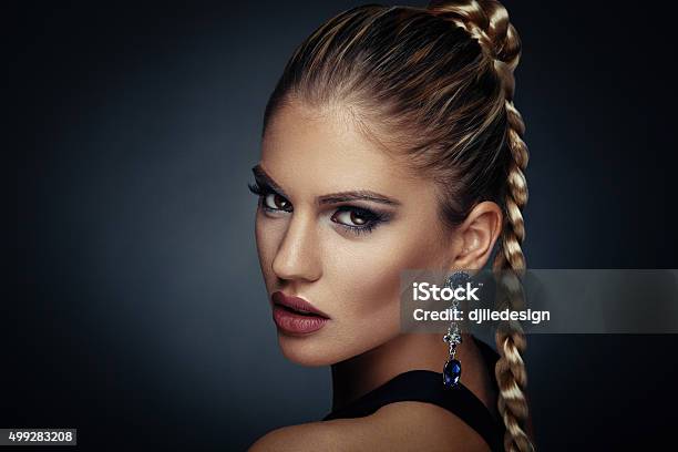 Beauty Portrait Of A Young Woman With Braid Hairstyle Stock Photo - Download Image Now