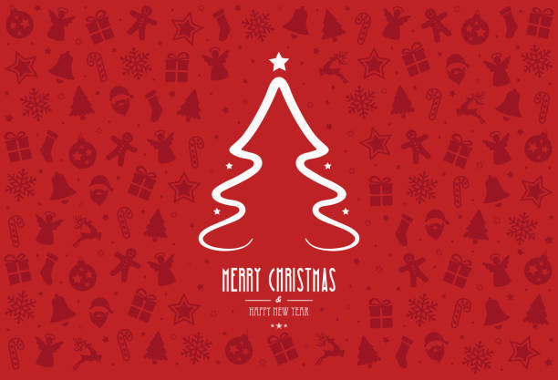 рождественская елка украшения элементы красный фон рисунком - christmas backgrounds christmas card part of stock illustrations