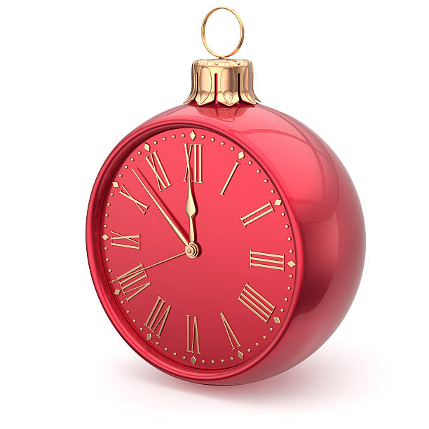 istock New Year's Eve clock bauble Christmas ball decoration red 499284888