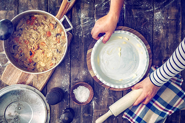 istock Preparing Delicious Homemade Chicken Meat Pie 499285078