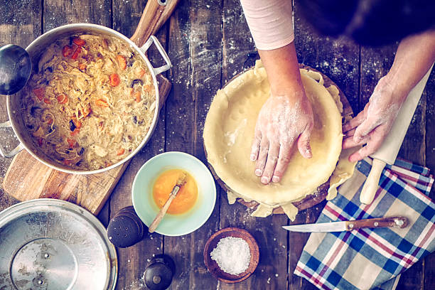 istock Preparing Delicious Homemade Chicken Meat Pie 499285124