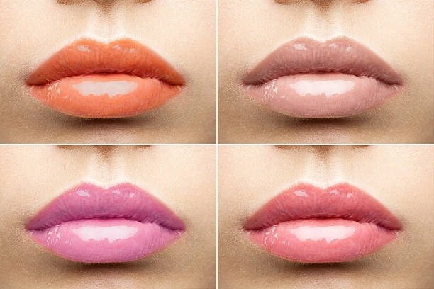 istock Beautiful glossy lips nude collection 499286776