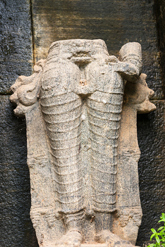 Detail of Shiva Devalaya temple in Polonnaruwa, the stone Shiva lingam inside, its still worshiped by the people nowadays, Sri Lanka.