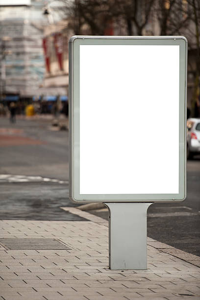 istock Vertical Isolated blank billboard on the city street 499288398