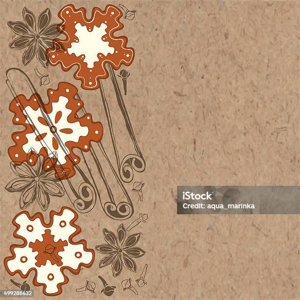 Cookies And Spices On Kraft Background Vector Illustration Stock Illustration - Download Image Now