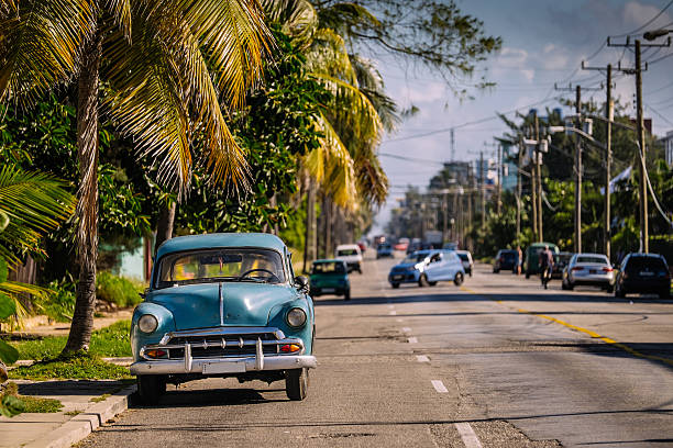 istock Blue Vintage car in Miramar 499289662