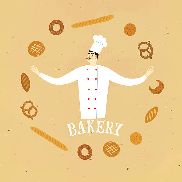 手描きのベイカー最高にロゴ - baker bakery chef bread点のイラスト素材／クリップアート素材／マンガ素材／アイコン素材