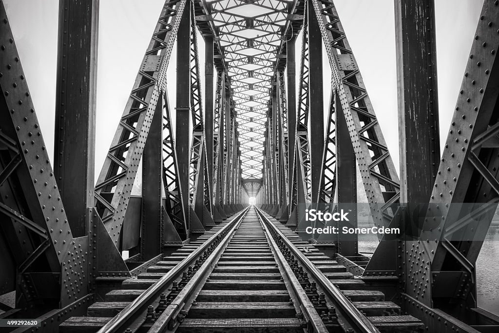 Old railway bridge Black And White Stock Photo