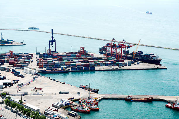 istock Aerial View of Container Port and Ship 499293372