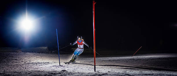 istock Night Shot of a Professional Alpine Skier Training 499293434