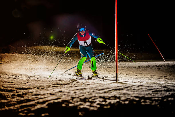 istock Night Shot of a Professional Alpine Skier Training 499293554