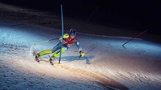 istock Night Shot of a Professional Alpine Skier Training 499293624
