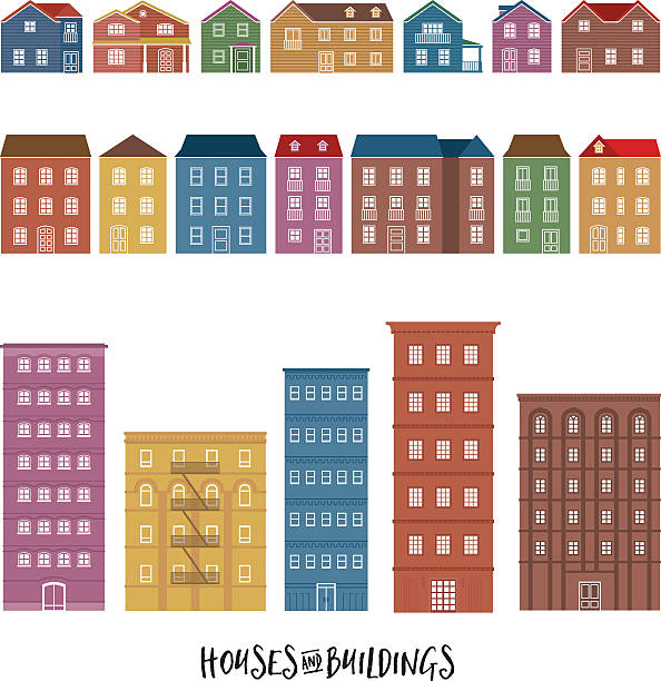домов и зданий - village community town house stock illustrations