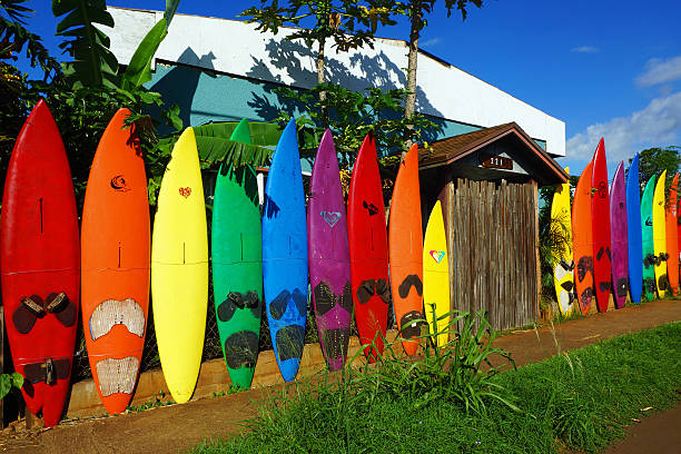 Surfboard Fence stock photo