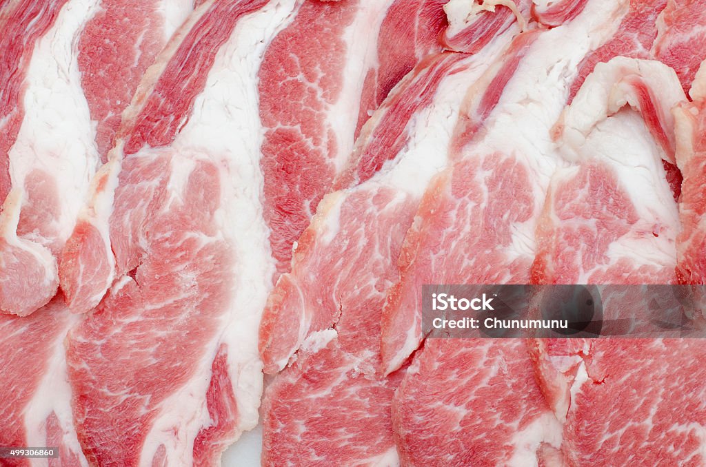 Bacon closeup Close up of fresh sliced bacon. 2015 Stock Photo