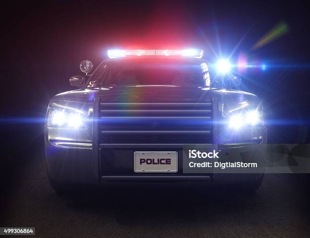 Police Car Cruiser With Full Array Of Lights And Tactical Lights Stock Photo - Download Image Now
