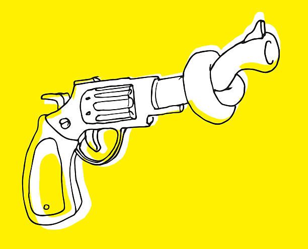 pistolet kontroli lub pistol z poplątany barrel - kontrola broni stock illustrations