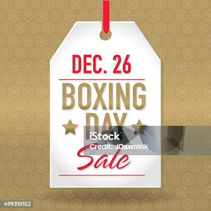 istock Gold Boxing Day Sale advertisement with red label and text 499310152