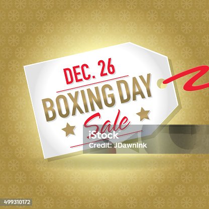 istock Gold Boxing Day Sale advertisement with red label and text 499310172