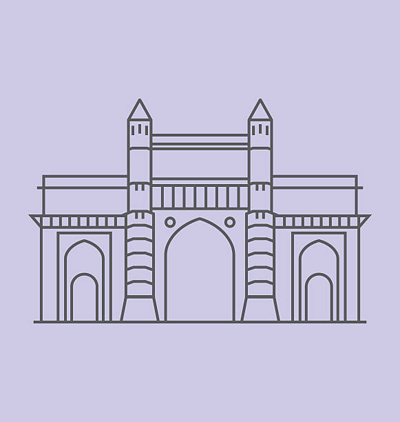 ilustraciones, imágenes clip art, dibujos animados e iconos de stock de portal de la india, ilustración vectorial sólido - india gate gateway to india mumbai