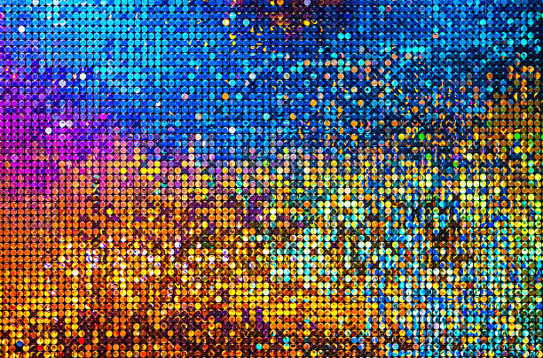 Colorful Disco Ball Pattern A horizontal image of colorful circles of light, reflecting bright colors.  mirror ball stock pictures, royalty-free photos & images