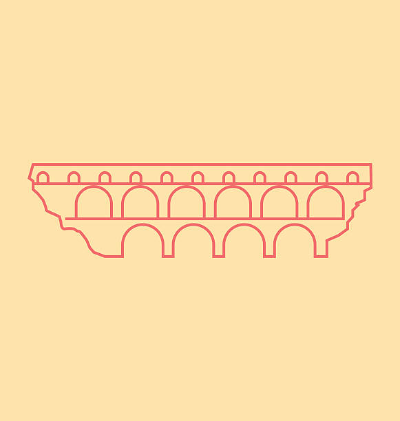 illustrations, cliparts, dessins animés et icônes de le pont du gard uni illustration vectorielle - pont du gard