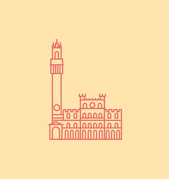Vector illustration of Piazza Del Campo, Siena colored line Illustration