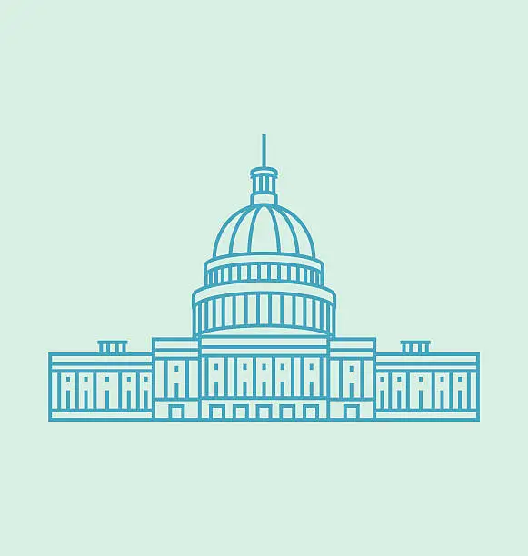 Vector illustration of United States Capitol colored icon Illustration