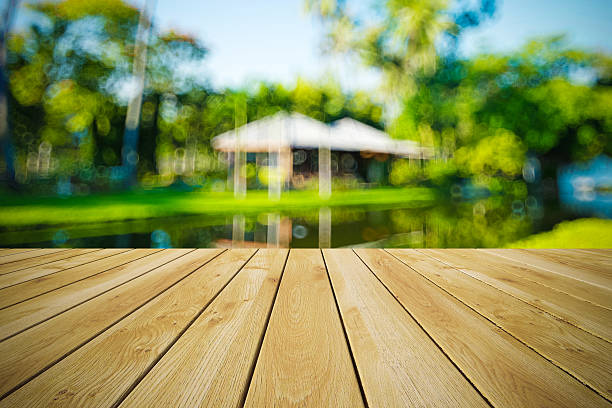 istock Perspective wood and bokeh light background 499331490