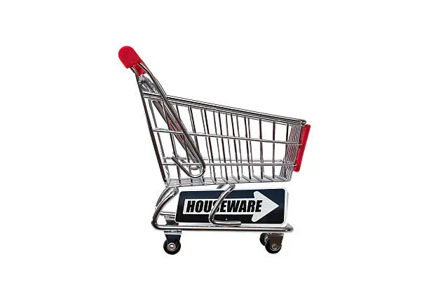 Houseware One Way Arrow Shopping cart isolated on white background
