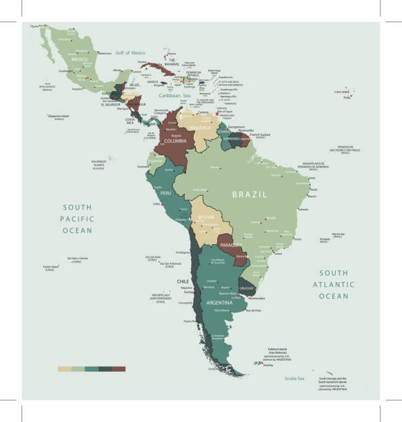 南米の国および都市マップ - argentina map chile cartography点のイラスト素材／クリップアート素材／マンガ素材／アイコン素材