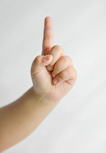 istock Little hand showing number one symbol. 499332617