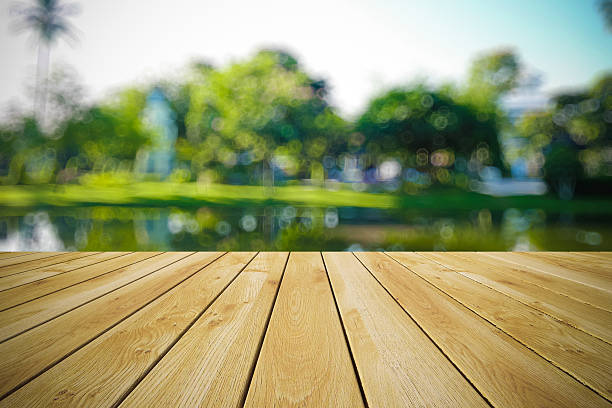istock Perspective wood and bokeh light background 499333358