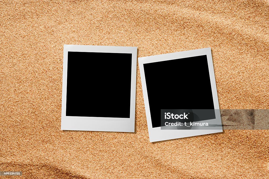 Blank photo on beach sand Empty photo on background beach sand. Backgrounds Stock Photo