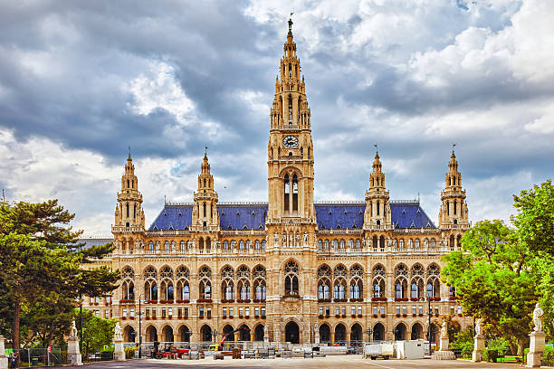 Vienna's Town Hall (Rathaus) at daytime.Vienna. Vienna's Town Hall (Rathaus) at daytime.Vienna. Austria. vienna city hall stock pictures, royalty-free photos & images