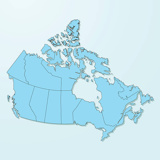 ilustraciones, imágenes clip art, dibujos animados e iconos de stock de canadá azul sobre fondo degradado vector de mapa - manitoba map canada outline