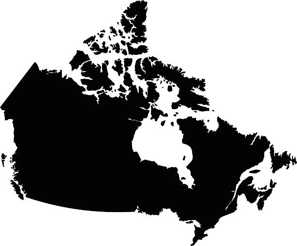 ilustraciones, imágenes clip art, dibujos animados e iconos de stock de canadá, negro sobre fondo blanco vector de mapa - saskatchewan province canada flag