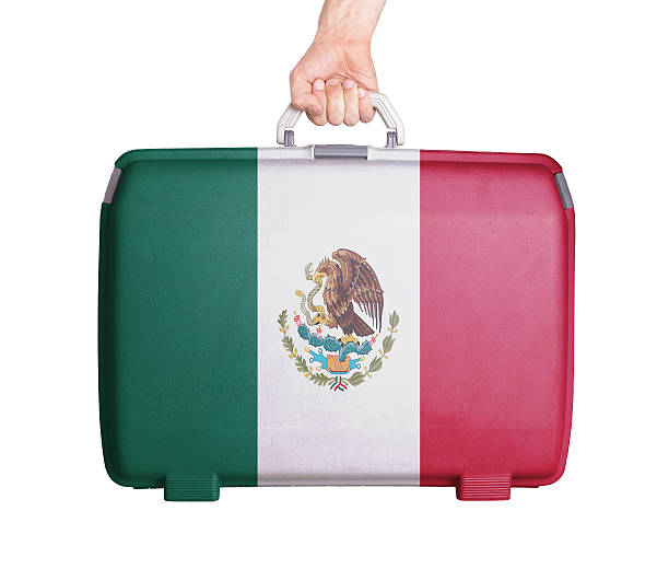 istock Used plastic suitcase with stains and scratches 499336803