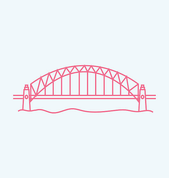 ilustraciones, imágenes clip art, dibujos animados e iconos de stock de puente del puerto de sídney ilustración de color - sydney australia australia sydney harbor bridge bridge