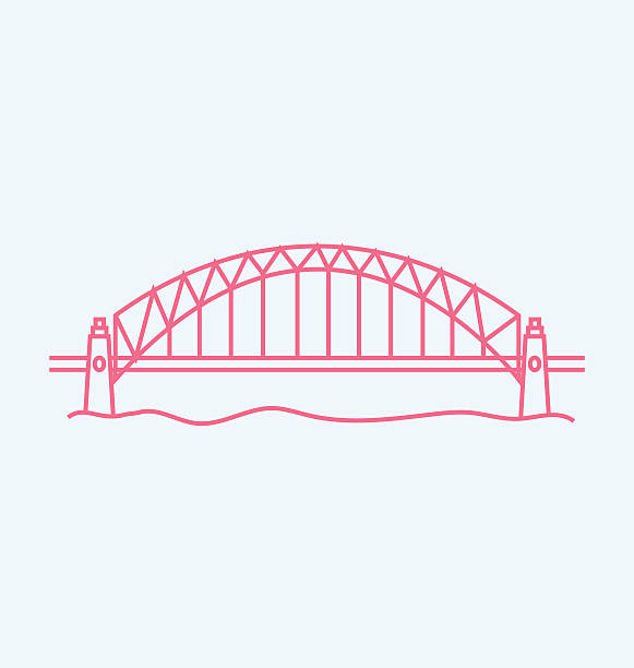 sydney harbour bridge ilustracja kolorowy linia - sydney harbor bridge stock illustrations