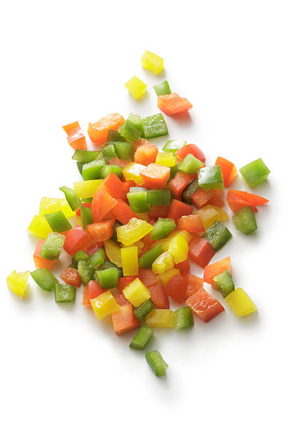 vegetales: pimientos - chopped green bell pepper pepper bell pepper fotografías e imágenes de stock